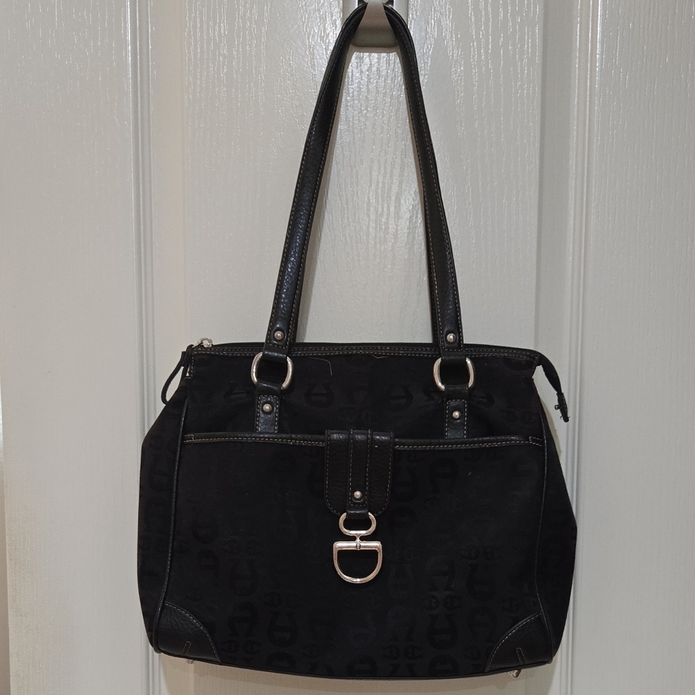 Etienne Aigner Signature Black shoulder Purse Bag Tote